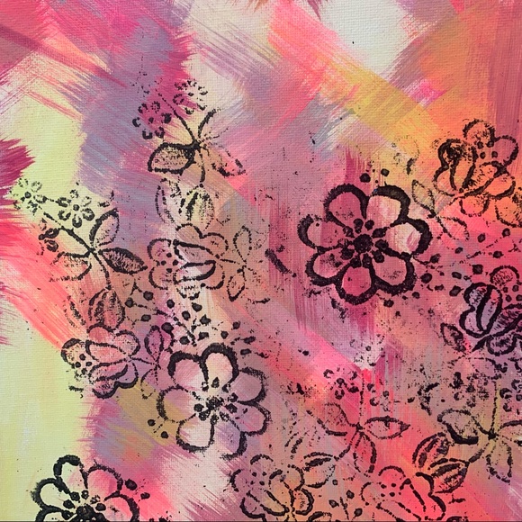 Abstract Floral Canvas Painting Original Acrylic - Picture 3 of 10